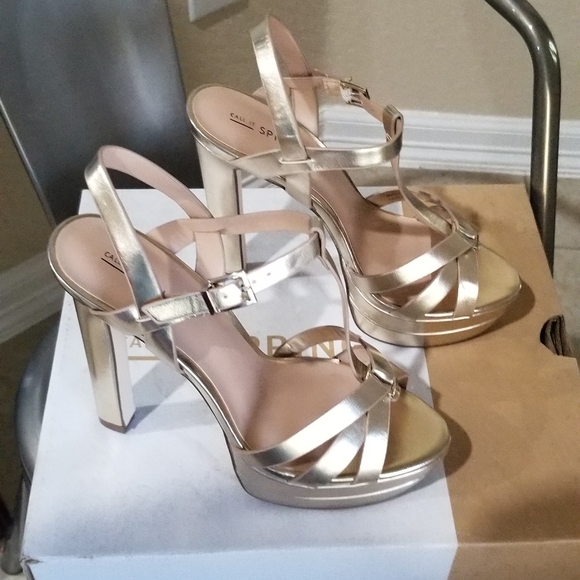 Gold Shiny Metallic High Platform High Heels Miami 7.5 - Picture 4 of 16
